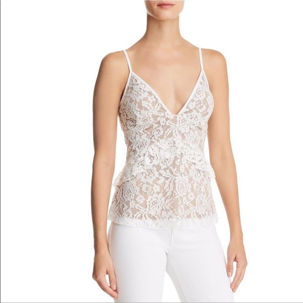 French Connection White Lace Overlay Tank Top - Great for Bachelorette/Bridal